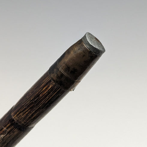 Around 1910 British antique thin cane pure silver bent handle 86cm